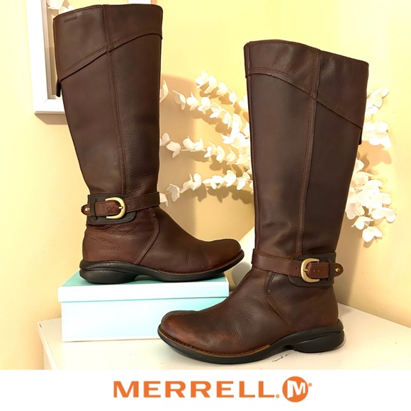 Merrell Copper Mountain Performance Waterproof Leather Riding Boots Brown Size 6 - Picture 1 of 16